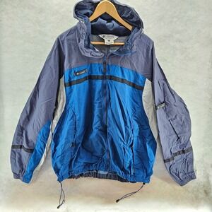 Columbia Sportswear Co Mens‎ XXL Blue Gray Lightweight Packable Hooded Jacket